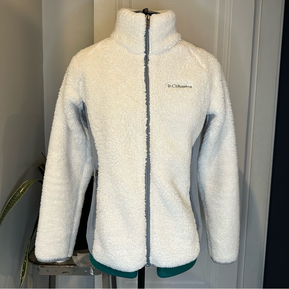 Columbia Soft White Fleece Jacket full zip
